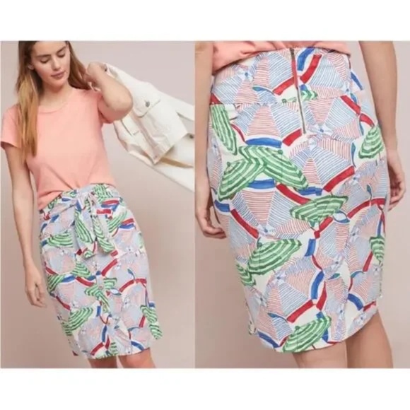Anthropologie '43 of 52 Conversations'  Umbrella Print Pencil Skirt Size 4 - Picture 1 of 11
